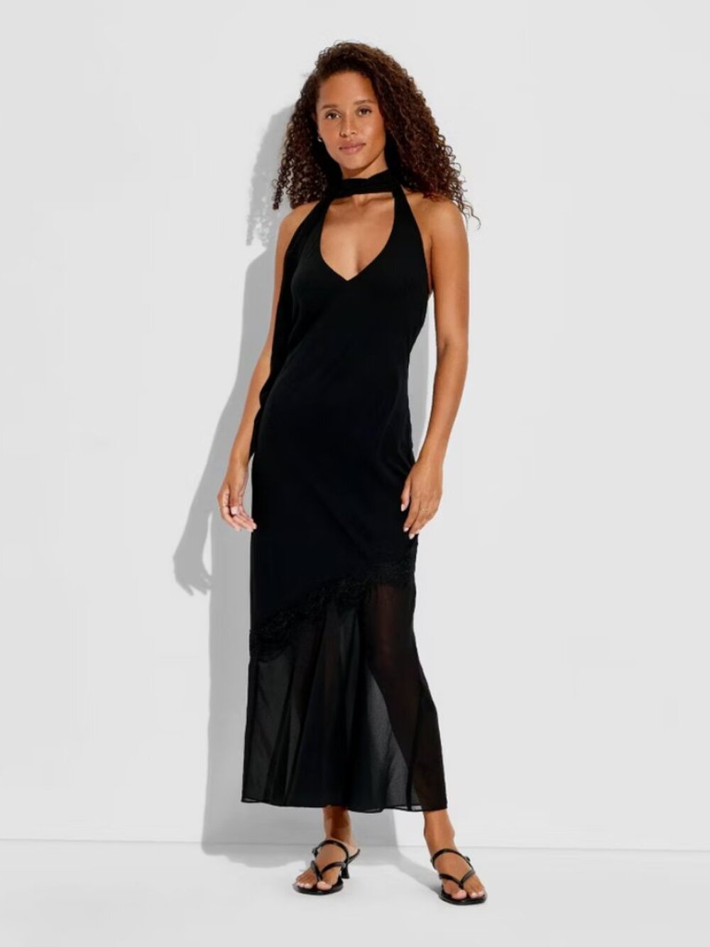 Women Halter Scarf Maxi Dress - Wild Fable Black XS